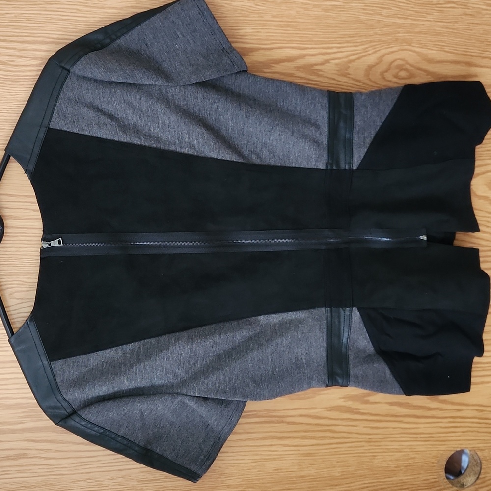 BCBG MaxAzria Black and Gray Colorblock Blouse - Picture 2 of 2